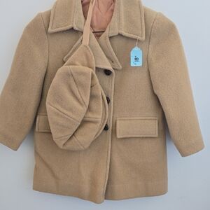 Kids Tan Coat with Matching Bag